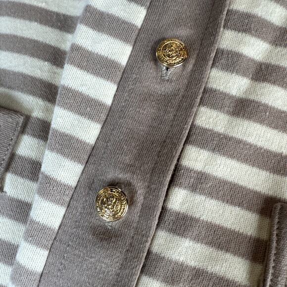 Vintage Blouse Brown Tan 80s Medium Grandma‎ Grandpa Striped - Picture 3 of 11